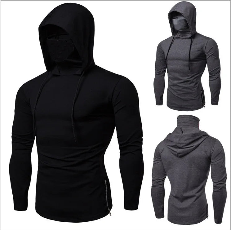 Factory Direct Sales Solid Color Autumn Leisure Fitness Sweatshirt Men's Thin Sweater Hooded Long-sleeved Hoodie