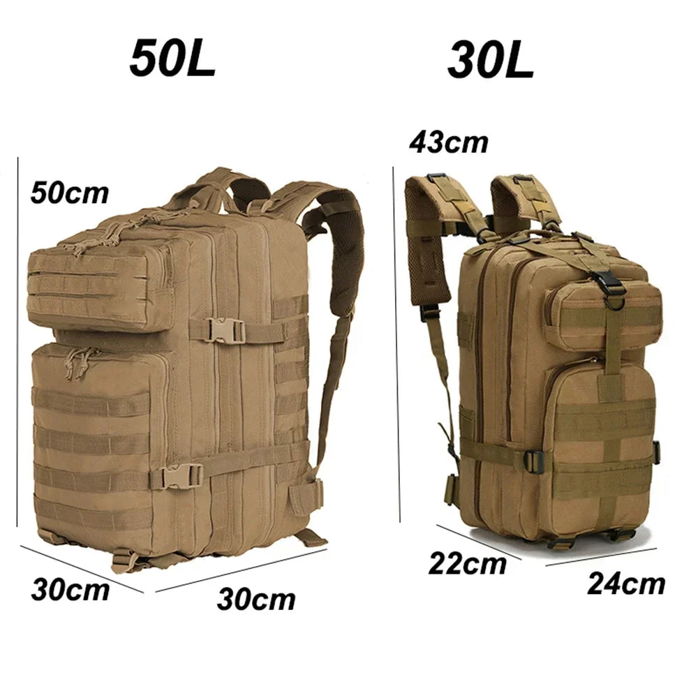 Lawaia Military Backpacks 30L/50L Outdoor Rucksacks Tactical Camping Hiking Trekking Fishing Hunting Bag with Bottle Holder