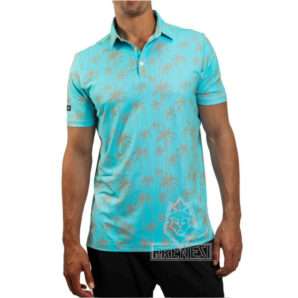 Golf Polo's Men's Shirt Moisture Performance Summer UPF 50+ UV Short Sleeve Beach Shirts Casual Printed Soft Cool Feeling