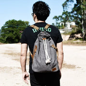 American Canvas Backpack Shoulder Bag yuan tong bao Vintage Bags Sports Gym Bag Travel Backpack Bucket Bag Men