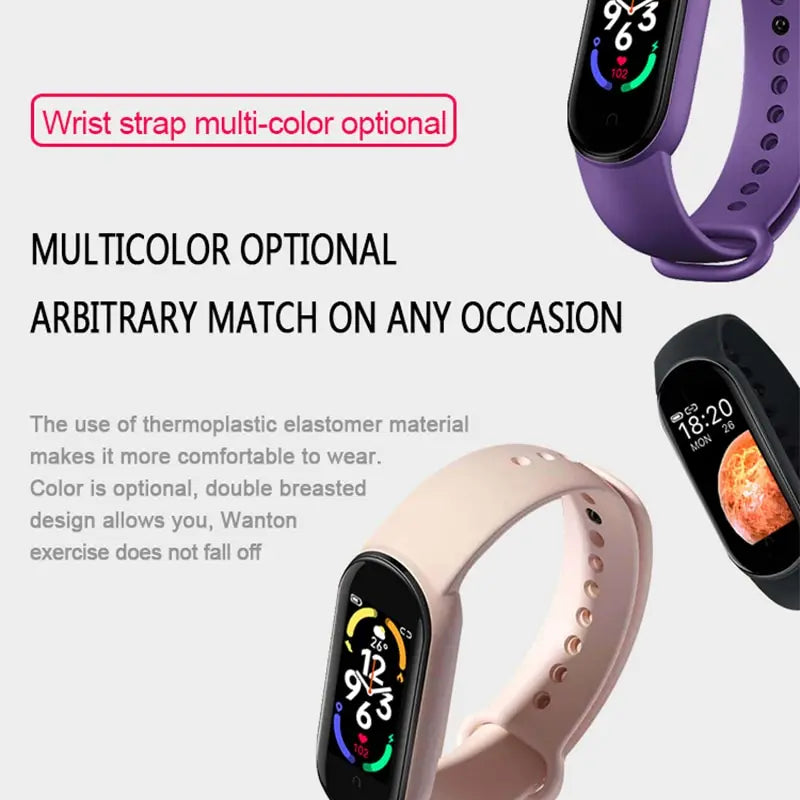 M7 Smart Watch Smartband Heart Rate Smartwatch Fitness Tracker Blood Pressure Sport Bracelet for Mi Band 7 Men Women
