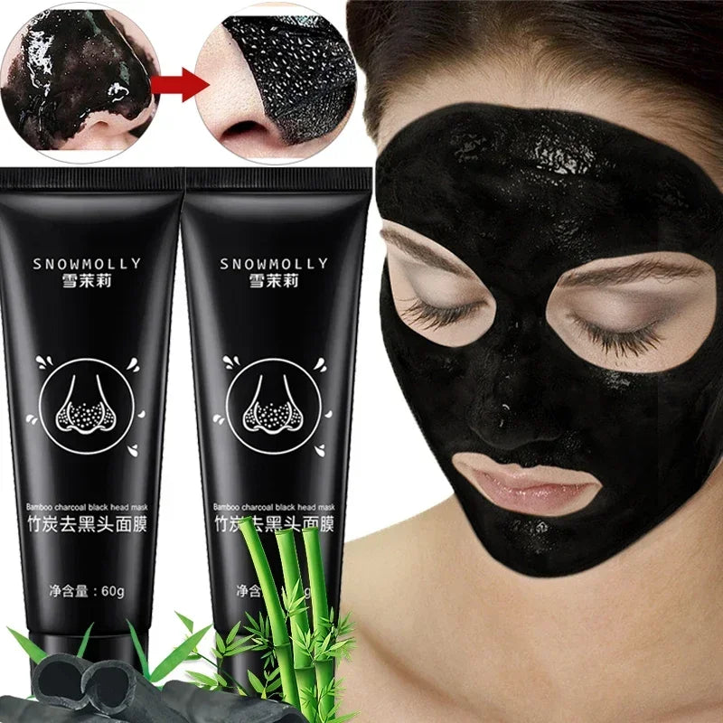 Bamboo Charcoal Blackhead Removal Face Mask Black Oil-Control Acne Treatment Peel Mud Mask Deep Cleaning Shrink Pore Skin Care