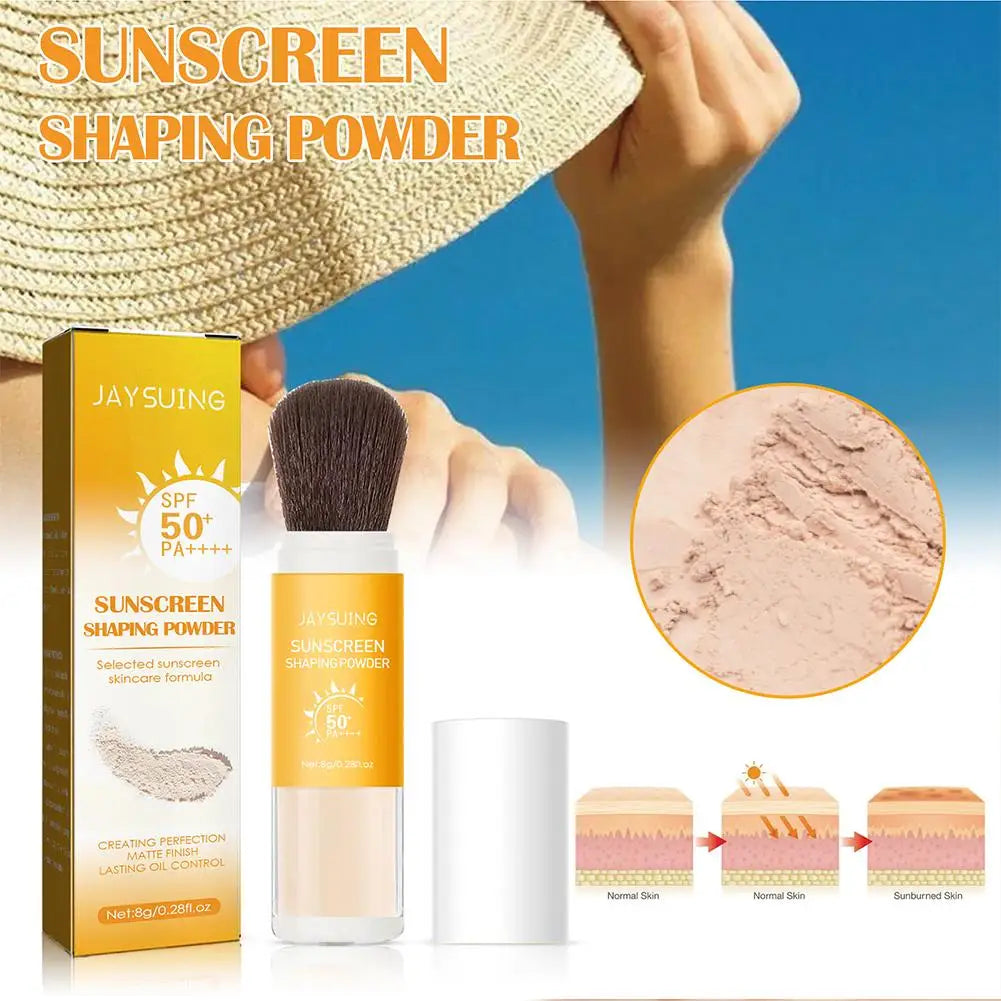 Waterproof Spf50 Sunscreen Loose Powder Sunblock Skin Protective Invisible Pore Solar Blocker Oil Control For Women Face Ca