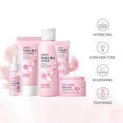 hot sale Facial Products Kit Sakura Skin Care Set Facial Cleanser Face Cream Sunscreen Facial Mask Eye Cream Skincare Product