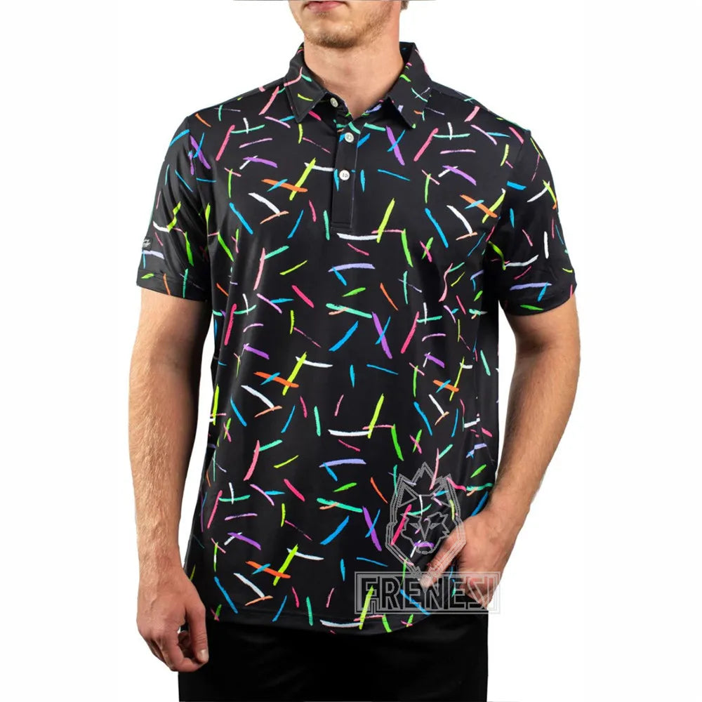 Men's Golf Polo Shirt 50+ UV Moisture Summer Soft Cool Feeling Short Sleeve Beach Shirts Casual Printed T-Shirt