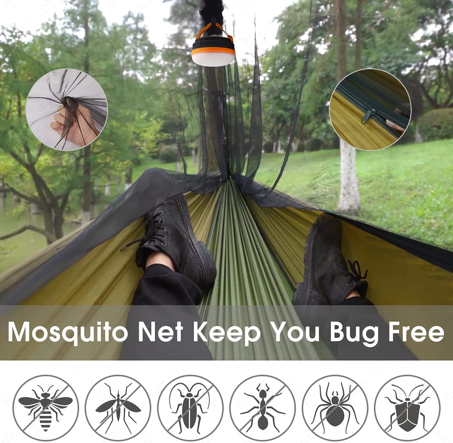 Anti Outdoor Camping Hammock With Mosquito Net And Rain Tent Equipment Supplies Shelters Camp Bed Survival Portable Hammock