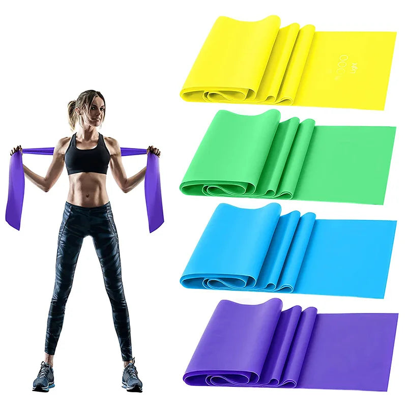 Resistance Bands Set TPE Elastic Band 4 Resistance Levels Exercise Workout Recovery Fitness Yoga Pilates Rehab Strength Training