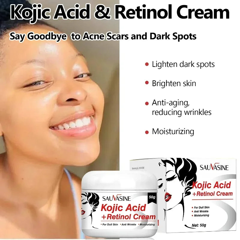 Remove Skin Dark Spots Whitening Face Cream Kojic Acid Anti Aging Retinol Brighten Moisturizing Nourishing Facial Skin Care