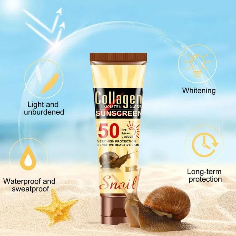 50g Collagen Snail Sunscreen Face Body Skin Care SPF50++ UVA UVB Sun Protection Cream Oil-Control Moisturizing Sun Screen
