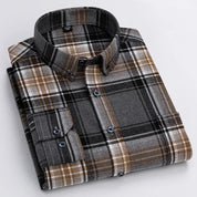 New Plaid Long Sleeve Shirts For Men Cotton Flannel Soft Comfortable Casual Clothing Fashion Styles Business Smart Dress Shirts