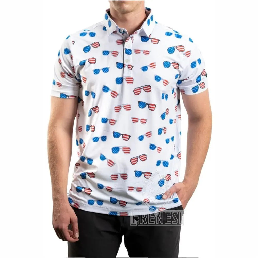 Golf Men's Summer Short Sleeve UPF 50+ UV Soft Cool Feeling Polo Shirt Moisture Beach Casual Printed Tops Golf Sporst T-Shirt
