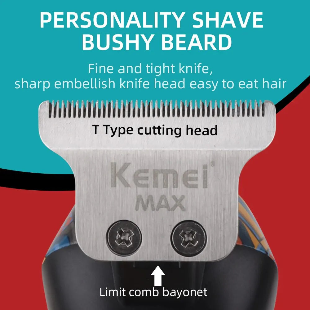 Kemei-5090 Digital Display Professional Barber Pusher For Men Hair Clipper Reciprocating Random Graffiti Pattern Electric