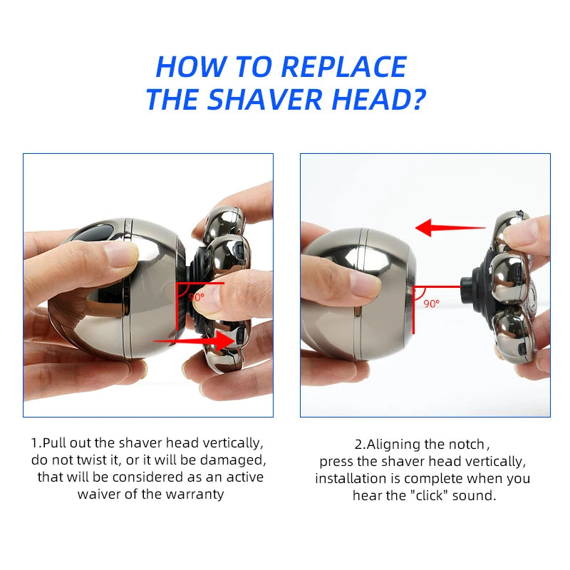 5 in 1 Electric Head Shaver for Bald Men 7D Floating Cutter Beard Trimmer Clipper IP68 Waterproof Shaving USB Wireless Charging
