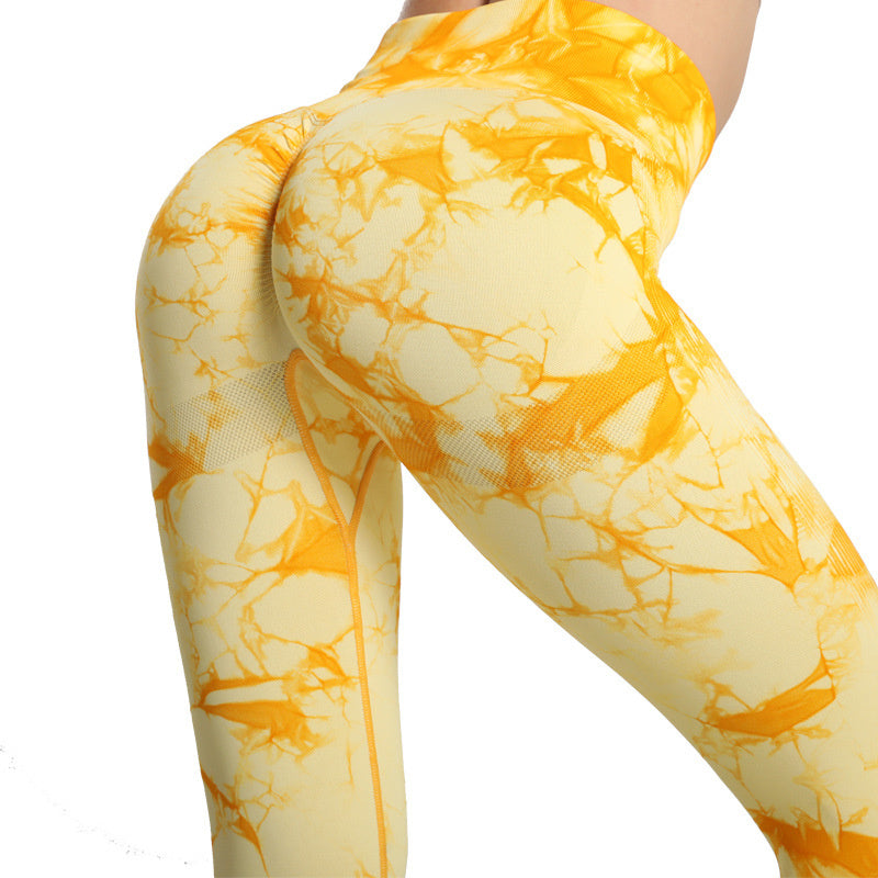 Fashion Tie Dye Printed Leggings High Waist Hip Lifting Tight Fitness Sports Yoga Pants For Women