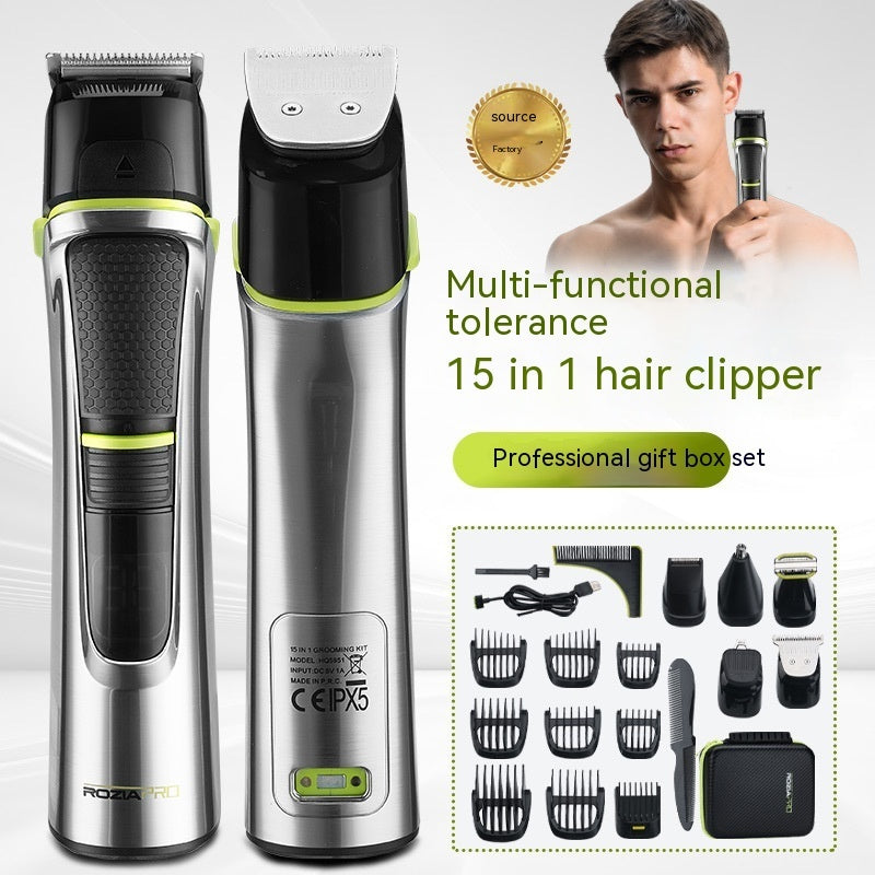 USB Multifunctional Electric Shaver 15-in-1 Waterproof Electric Hair Clipper Household Nose Hair Trimmer