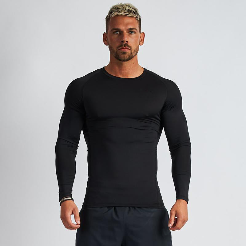 Quick Drying Fitness Stretch Long Sleeved Shirt For Men