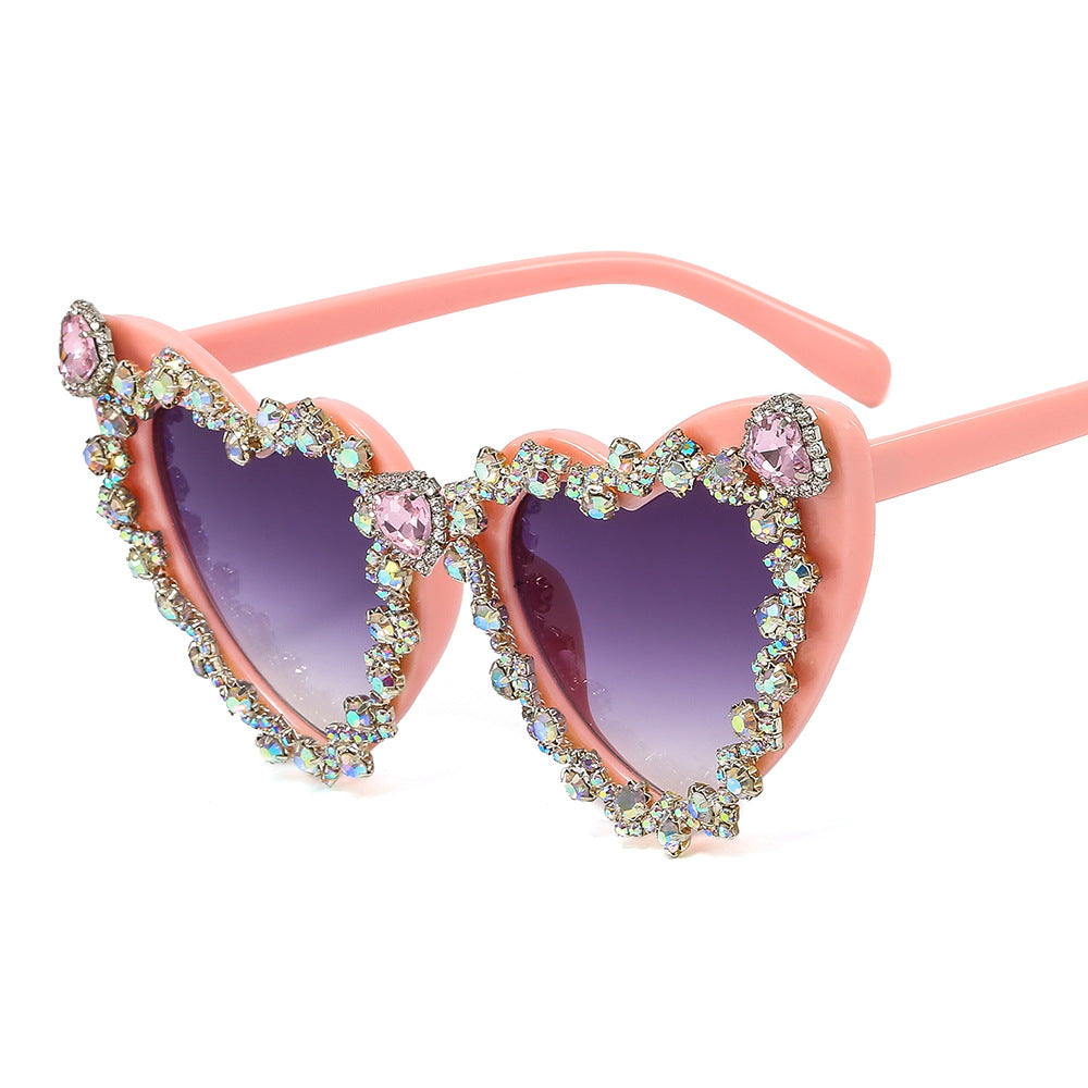 Metal Hinged Vintage Diamond Sunglasses