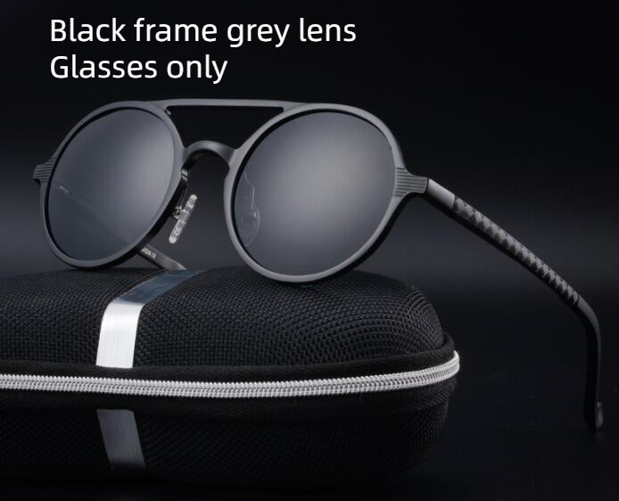 Retro Aluminum Magnesium Sunglasses Polarized Lens Vintage Eyewear Accessories Sun Glasses Driving Men Round Sunglasses