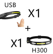 COB LED Induction Riding Headlamp Flashlight USB Rechargeable Waterproof Camping Headlight With All Perspectives Hunting Light