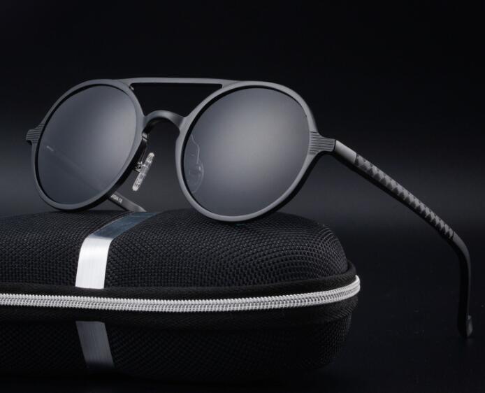 Retro Aluminum Magnesium Sunglasses Polarized Lens Vintage Eyewear Accessories Sun Glasses Driving Men Round Sunglasses