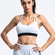 Black and white contrast sports bra