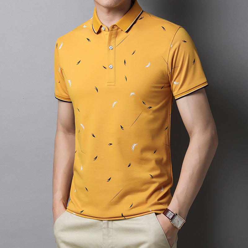 Summer Men's Business Feather Print Polo Shirt