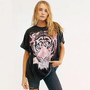 New Style Pure Cotton Black Printing Fashion Casual T-Shirt