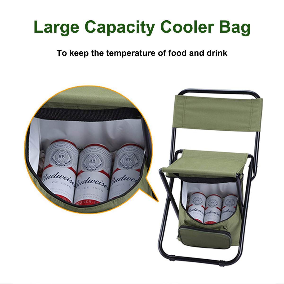 Folding Fishing Chair Backpack Insulation with Cooler Bag Portable Folding Beach Chair Seat Camping Chairs Folding Stool Chair