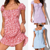 New Hot Women Boho Polka Dot Printed Sexy Bow Bodycon Dress Summer Holiday Sundress Beachwear Mini Dress