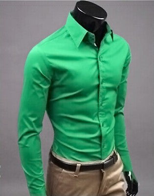 Business Shirt Fashion Candy Color Men's Casual Long-Sleeved Shirt