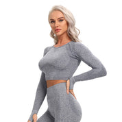 Seamless Yoga Top Fitness Long Sleeve Women Gym Crop Top