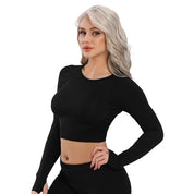 Seamless Yoga Top Fitness Long Sleeve Women Gym Crop Top