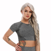 Seamless Yoga Top Fitness Long Sleeve Women Gym Crop Top