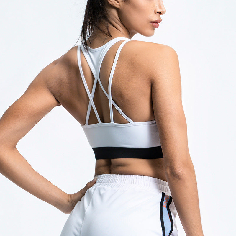 Black and white contrast sports bra