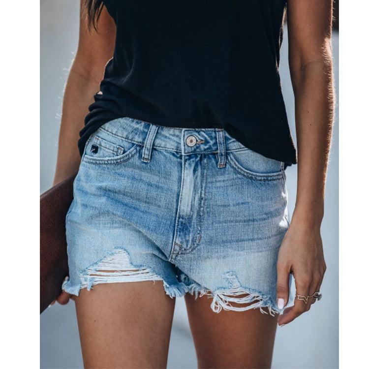 Ripped Fringed Sexy Jeans Shorts