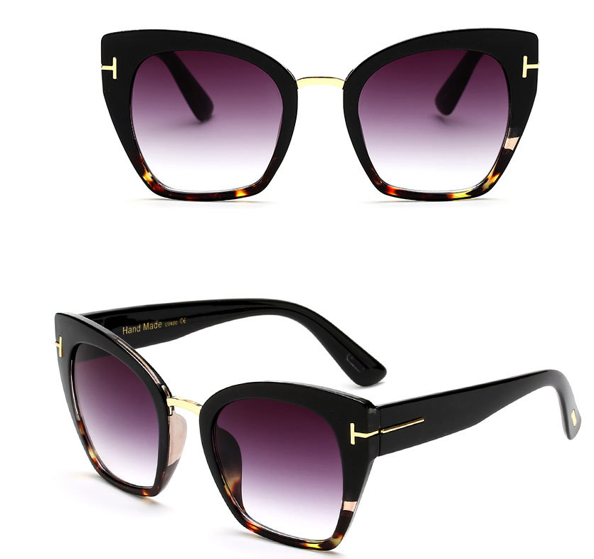 New Brand Fashion Designer Cat Eye Sunglasses Sun Glasses Size Vintage Oversize Female Gradient Points