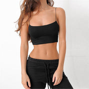 Summer Sexy Female Crop Tops 95% Cotton Women Sleeveless Straps Tank Top Solid Fitness Lady Camis Casual White Black Top W1