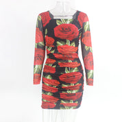 Rose print dress