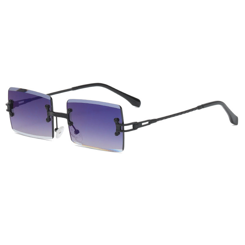 Vintage Frameless Cut-Edge Square Sunglasses