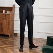 Men's Thick Herringbone Black Thermal Pants