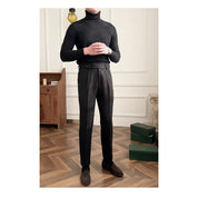 Men's Thick Herringbone Black Thermal Pants