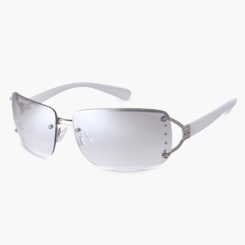 Transparent White Dot Diamond Women's Rimless Sunglasses