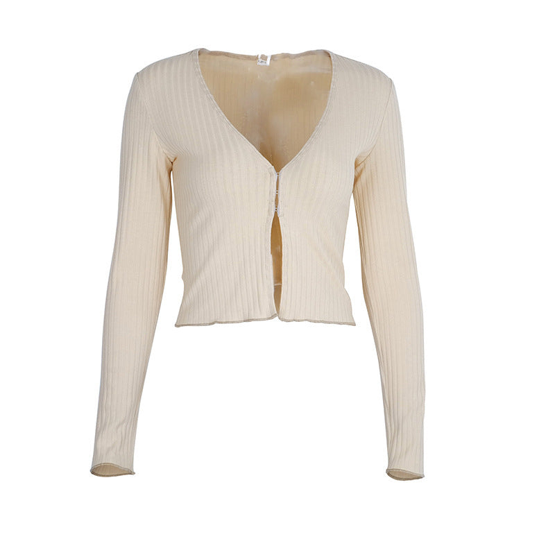 Crop long sleeve ribbed top