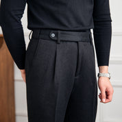 Men's Thick Herringbone Black Thermal Pants