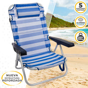 Beige Aktive aluminum multiposition folding chair, portable folding beach chair, beach chair, folding chair, beach chairs, folding chairs, camping chair, outdoor garden chairs, fishing chairs, beach chair