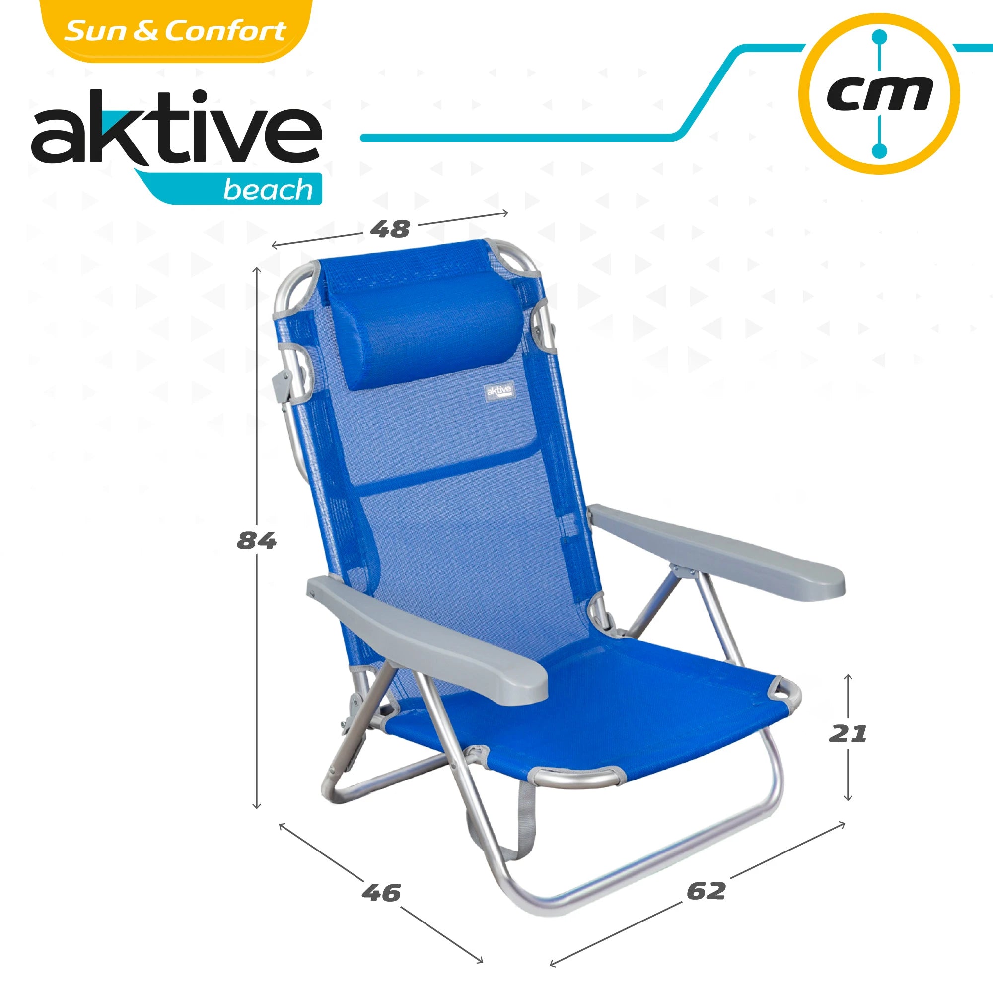 Beige Aktive aluminum multiposition folding chair, portable folding beach chair, beach chair, folding chair, beach chairs, folding chairs, camping chair, outdoor garden chairs, fishing chairs, beach chair