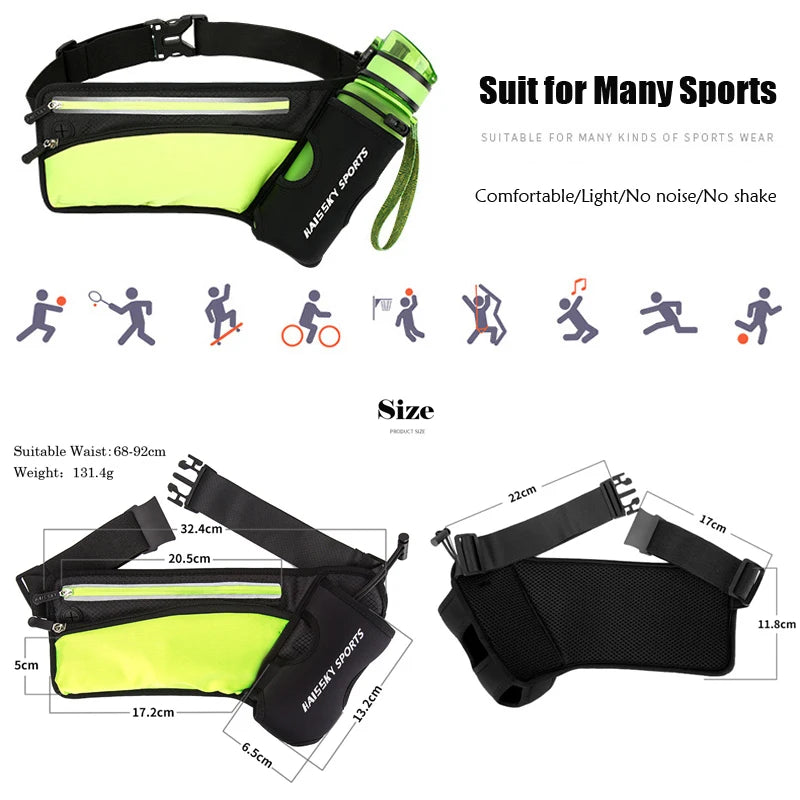 Marathon Racing Hydration Running Belt Bag Sports Waist Pack Climbing Hiking Gym Fitness Waist Pouch with Water Bottle