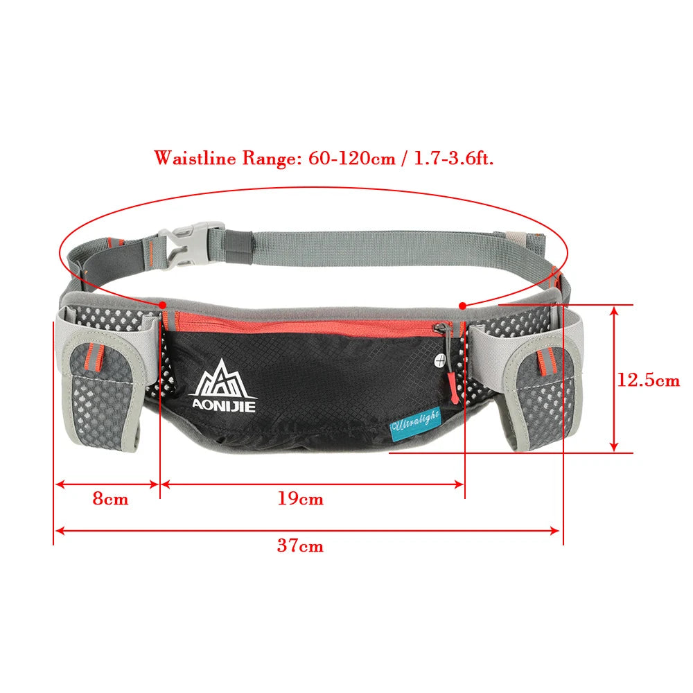 AONIJIE Running Hydration Waist Pack With Two Water Bottle 170ml Bag  Belt Bottle Phone Holder Waterproof Jogging