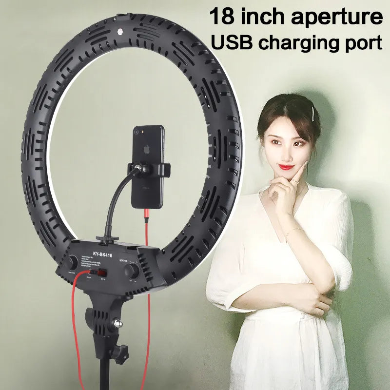 18 inch LED Ring Light 3200-5600K 416pcs Led Bead 65W Photography Lighting LED Ring Lamp Without Tripod for Makeup Video YouTube
