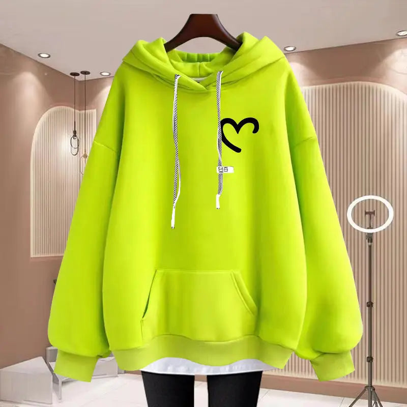 Women Clothing Hooded Sweatshirts Autumn Winter Oversized Printed Solid Fashion Hoodies 2023 Fleece Fake Two Pieces Pullovers